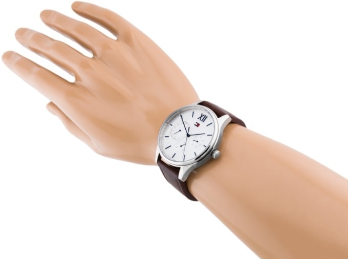  Shop Authentic Tommy Hilfiger Damon Quartz White Dial Brown Leather Strap Watch for Men - 1791418 - Luxxuri