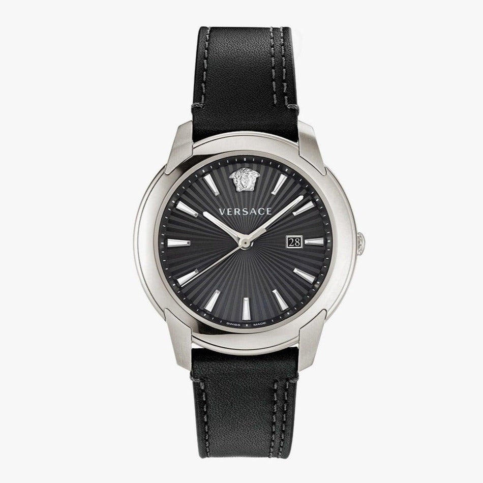  Shop Authentic Versace V Urban Black Dial Black Leather Strap Watch for Men - VELQ00119 - Luxxuri