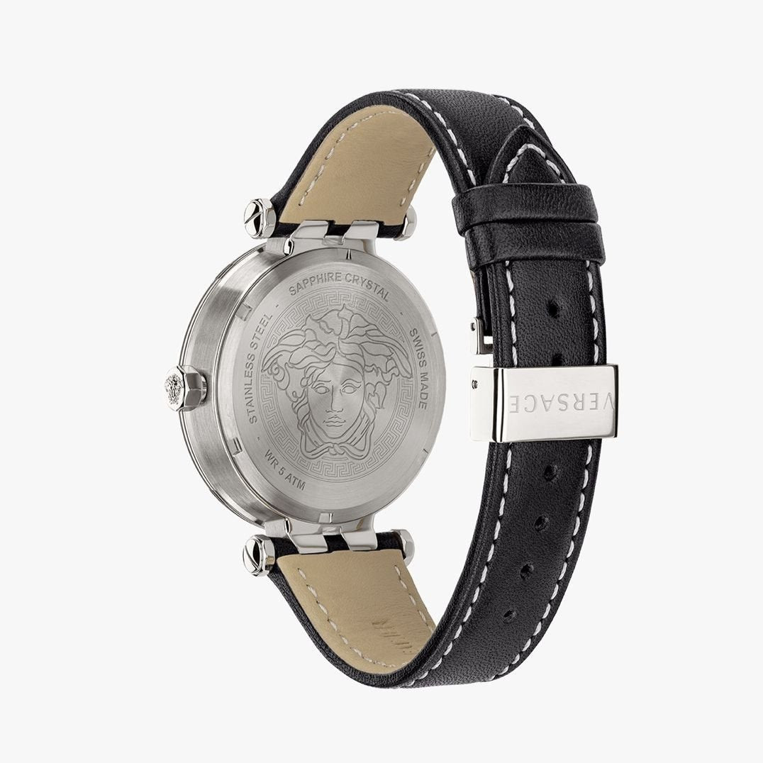  Shop Authentic Versace Greca Sport Quartz Black Dial Black Leather Strap Watch For Men - VEZ300221 - Luxxuri