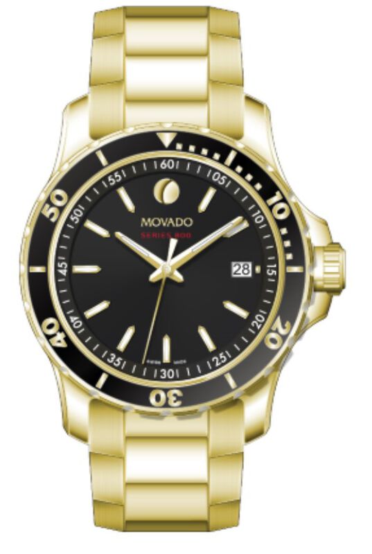  Shop Authentic Movado Series 800 Black Dial Gold Steel Strap Watch For Men - 2600145 - Luxxuri