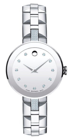  Shop Authentic Movado Sapphire Diamonds Silver Dial Silver Steel Strap Watch For Women - 606814 - Luxxuri