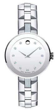  Shop Authentic Movado Sapphire Diamonds Silver Dial Silver Steel Strap Watch For Women - 606814 - Luxxuri