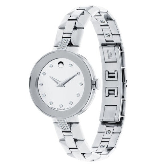  Shop Authentic Movado Sapphire Diamonds Silver Dial Silver Steel Strap Watch For Women - 606814 - Luxxuri