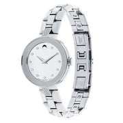  Shop Authentic Movado Sapphire Diamonds Silver Dial Silver Steel Strap Watch For Women - 606814 - Luxxuri