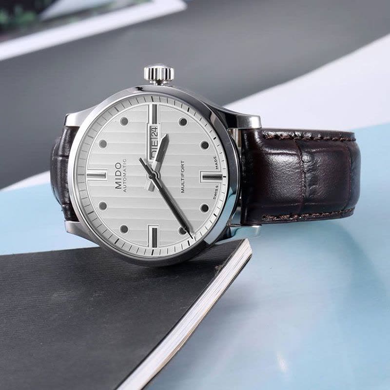  Shop Authentic Mido Multifort Automatic Silver Dial Black Leather Strap Watch For Men - M005.430.16.031.80 - Luxxuri