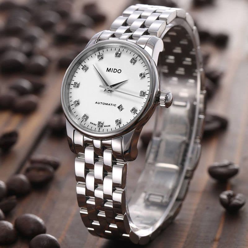  Shop Authentic Mido Baroncelli III Automatic Diamonds White Dial Silver Steel Strap Watch For Women - M7600.4.66.1 - Luxxuri