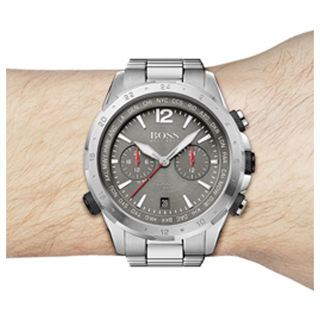  Shop Authentic Hugo Boss Nomad Grey Dial Silver Steel Strap Watch for Men - 1513774 - Luxxuri