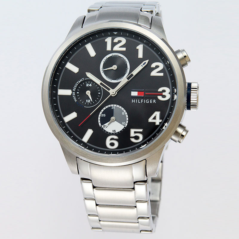  Shop Authentic Tommy Hilfiger Jackson Quartz Black Dial Silver Steel Strap Watch for Men - 1791243 - Luxxuri