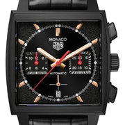  Shop Authentic Tag Heuer Monaco Automatic Chronograph Black Dial Black Leather Strap Watch for Men - CBL2180.FC6497 - Luxxuri
