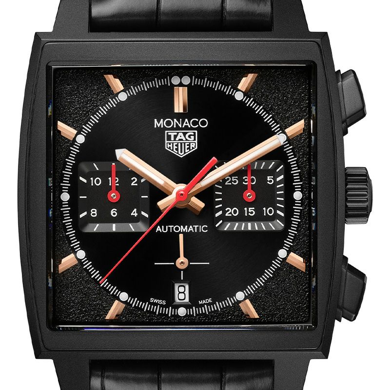  Shop Authentic Tag Heuer Monaco Automatic Chronograph Black Dial Black Leather Strap Watch for Men - CBL2180.FC6497 - Luxxuri