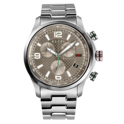  Shop Authentic Gucci G Timeless Chronograph Grey Dial Silver Steel Strap Watch For Men -  YA126238 - Luxxuri