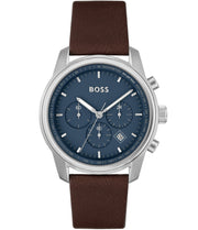  Shop Authentic Hugo Boss Attitude Blue Dial Brown Leather Strap Watch for Men - 1513606 - Luxxuri
