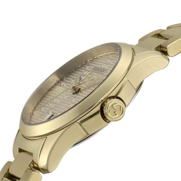  Shop Authentic Gucci G Timeless Gold Dial Gold Steel Strap Watch For Women - YA126553 - Luxxuri
