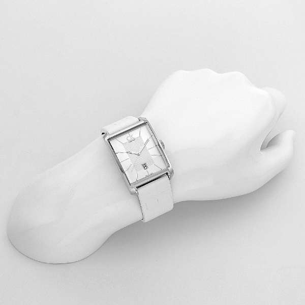  Shop Authentic Calvin Klein Window White Dial White Leather Strap Watch for Men - K2M21120 - Luxxuri