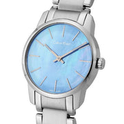  Shop Authentic Calvin Klein City Mother of Pearl Blue Dial Silver Steel Strap Watch for Women - K2G2314X - Luxxuri