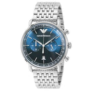  Shop Authentic Emporio Armani Aviator Chronograph Blue Dial Silver Steel Strap Watch For Men - AR11238 - Luxxuri