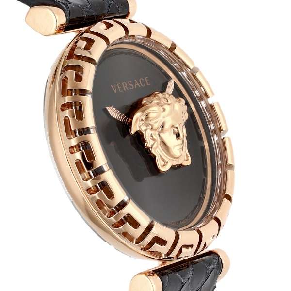  Shop Authentic Versace Palazzo Empire Greca Black Dial Black Leather Strap Watch for Women - VEDV00719 - Luxxuri