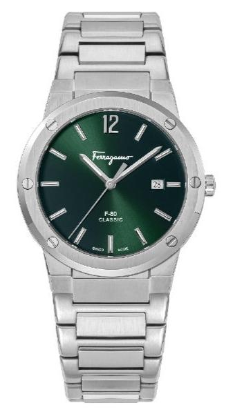  Shop Authentic Salvatore Ferragamo F-80 Classic Green Dial Silver Steel Strap Watch for Men - SFDT02123 - Luxxuri