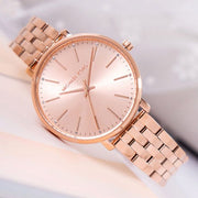  Shop Authentic Michael Kors Pyper Three-Hand Rose Gold Dial Rose Gold Steel Strap Watch For Women - MK3897 - Luxxuri