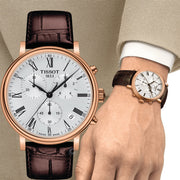  Shop Authentic Tissot Carson Premium Chronograph Silver Dial Brown Leather Strap Watch For Men - T122.417.36.033.00 - Luxxuri