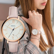  Shop Authentic Fossil Jacqueline White Dial Pink Leather Strap Watch for Women - ES3988 - Luxxuri