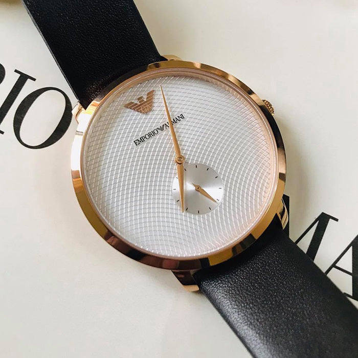  Shop Authentic Emporio Armani Modern Slim Analog Silver Dial Brown Leather Strap Watch For Men - AR11163 - Luxxuri