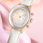  Shop Authentic Swarovski Octea Chrono Crystals White Dial White Leather Strap Watch for Women - 5671150 - Luxxuri