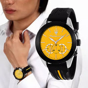  Shop Authentic Maserati Traguardo Chronograph Yellow Dial Black Silicone Strap Watch For Men - R8871612045 - Luxxuri