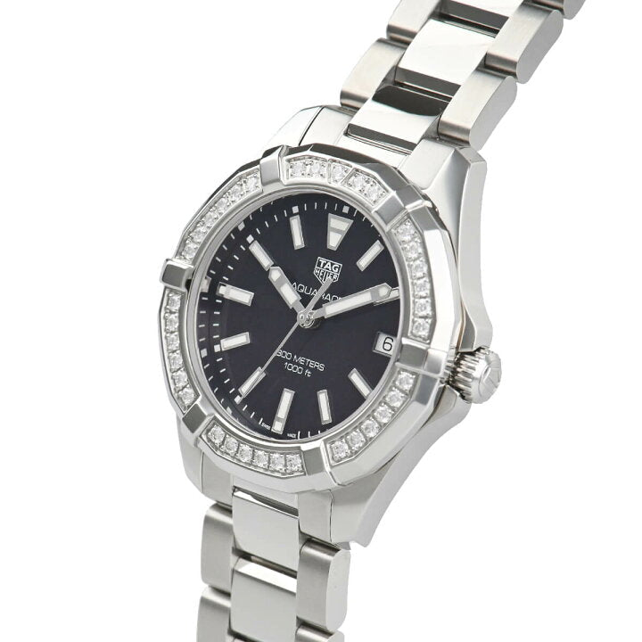  Shop Authentic Tag Heuer Aquaracer Quartz Diamonds Black Dial Silver Steel Strap Watch for Women - WAY131P.BA0748 - Luxxuri