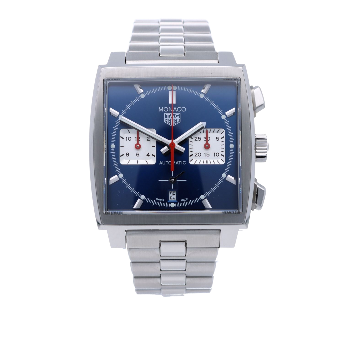  Shop Authentic Tag Heuer Monaco Automatic Chronograph Blue Dial Silver Steel Strap Watch for Men - CBL2111.BA0644 - Luxxuri
