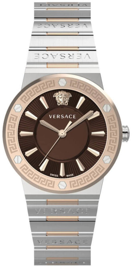  Shop Authentic Versace Grace Quartz Brown Dial Two Tone Steel Strap Watch For Women - VEVH01220 - Luxxuri