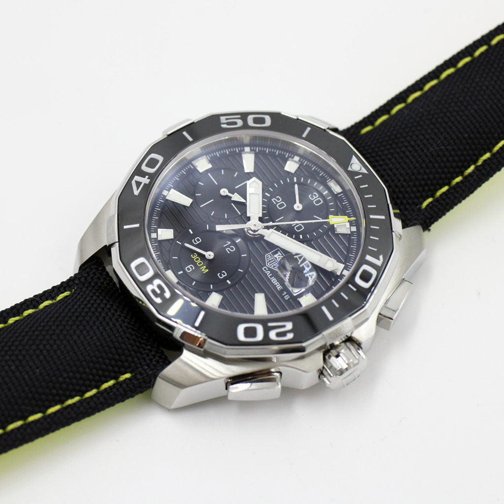  Shop Authentic Tag Heuer Aquaracer Automatic Chronograph Black Dial Black Nylon Strap Watch for Men - CAY211A.FC6361 - Luxxuri