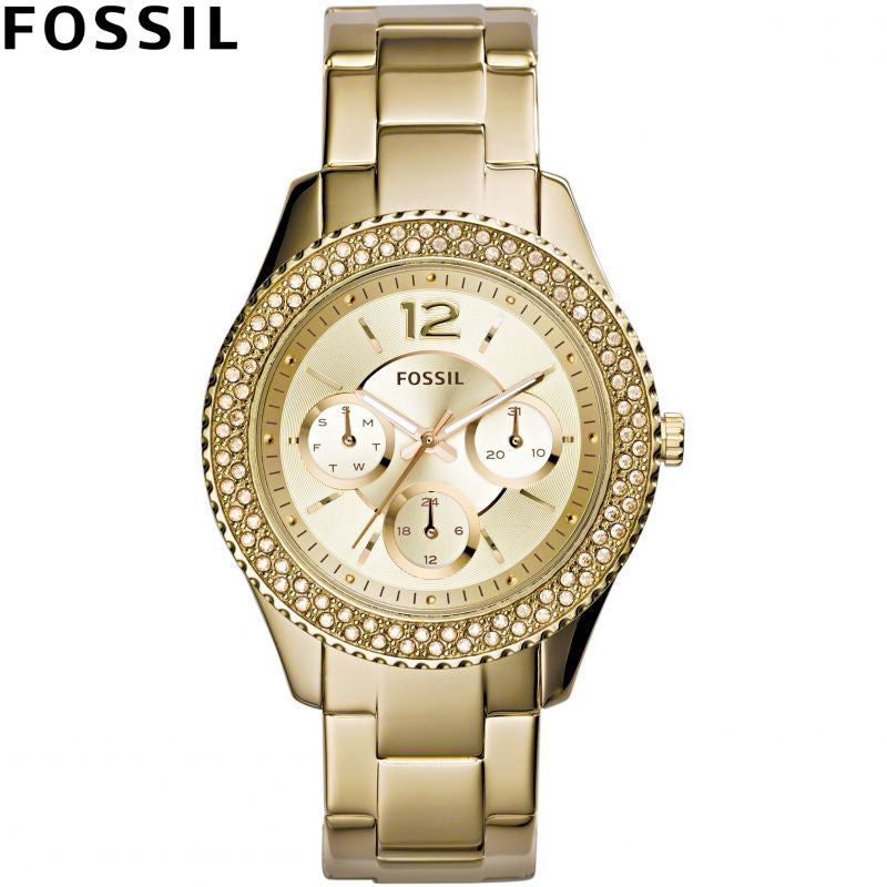  Shop Authentic Fossil Stella Multifunction Gold Dial Gold Steel Strap Watch for Women - ES3589 - Luxxuri