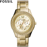  Shop Authentic Fossil Stella Multifunction Gold Dial Gold Steel Strap Watch for Women - ES3589 - Luxxuri