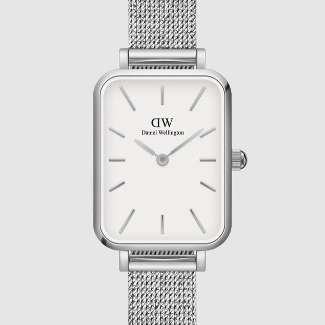  Shop Authentic Daniel Wellington Quadro Sterling White Dial Silver Mesh Strap Watch For Women - DW00100438 - Luxxuri