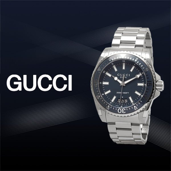  Shop Authentic Gucci Dive Analog Blue Dial Silver Steel Strap Watch For Men - YA136203 - Luxxuri