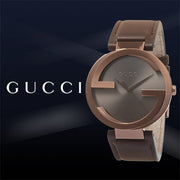  Shop Authentic Gucci Interlocking Iconic Brown Dial Brown Leather Strap Watch For Women - YA133207 - Luxxuri