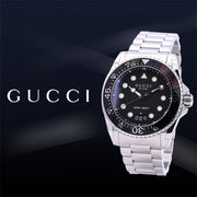  Shop Authentic Gucci Dive Analog Black Dial Silver Steel Strap Watch For Men - YA136208 - Luxxuri