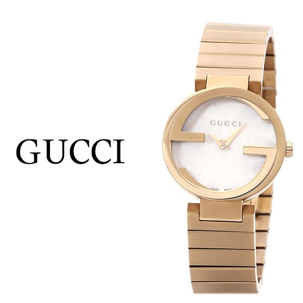  Shop Authentic Gucci G Interlocking Mother of Pearl Dial Rose Gold Steel Strap Watch For Women - YA133515 - Luxxuri