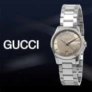  Shop Authentic Gucci G Timeless Brown Dial Silver Steel Strap Watch For Women - YA126526 - Luxxuri