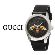  Shop Authentic Gucci G Timeless Bee Black Dial Black Leather Strap Watch For Women - YA1264067 - Luxxuri