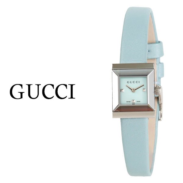  Shop Authentic Gucci G-Frame Pastel Blue Mother of Pearl Dial Blue Leather Strap Watch For Women - YA128531 - Luxxuri