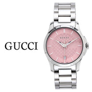  Shop Authentic Gucci G Timeless Pink Dial Silver Steel Strap Watch For Women - YA126524 - Luxxuri