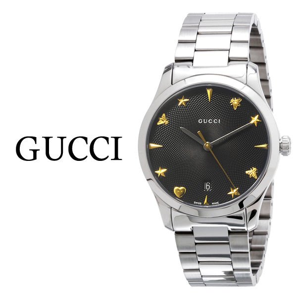  Shop Authentic Gucci G Timeless Black Dial Silver Steel Strap Watch For Women - YA1264029A - Luxxuri