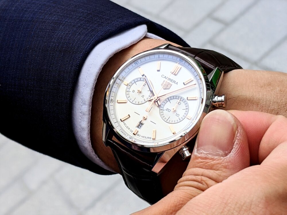  Shop Authentic Tag Heuer Carrera Chronograph White Dial Brown Leather Strap Watch for Men - CBN2013.FC6483 - Luxxuri