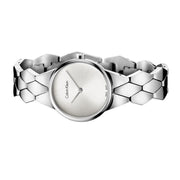  Shop Authentic Calvin Klein Snake Silver Dial Silver Steel Strap Watch For Women - K6E23146 - Luxxuri