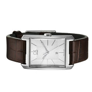  Shop Authentic Calvin Klein Window Silver Dial Brown Leather Strap Watch for Women - K2M23126 - Luxxuri