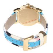  Shop Authentic Burberry The City Gold Dial Blue Leather Strap Watch for Women - BU9018 - Luxxuri