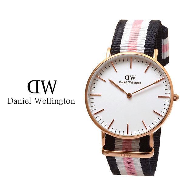  Shop Authentic Daniel Wellington Classic South Hampton White Dial Two Tone Nylon Strap Watch For Women - DW00100034 - Luxxuri