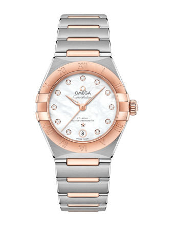  Shop Authentic Omega Constellation Manhattan Quartz Diamonds Mother of Pearl Dial Two Tone Steel Strap Watch for Women - 131.20.25.60.55.001 - Luxxuri
